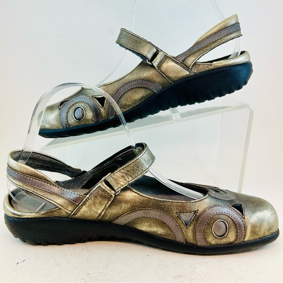 Naot Metallic Pewter Silver Bronze Rongo Mary Jane Slingback Flat Shoes, sz 39 8 - Picture 4 of 12